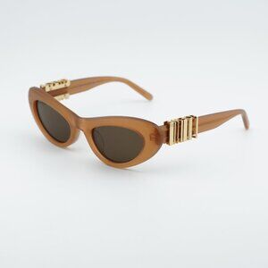 Loewe LW40156U 50E Sunglasses Shiny Brown Cat Eye Frame, Brown Lenses